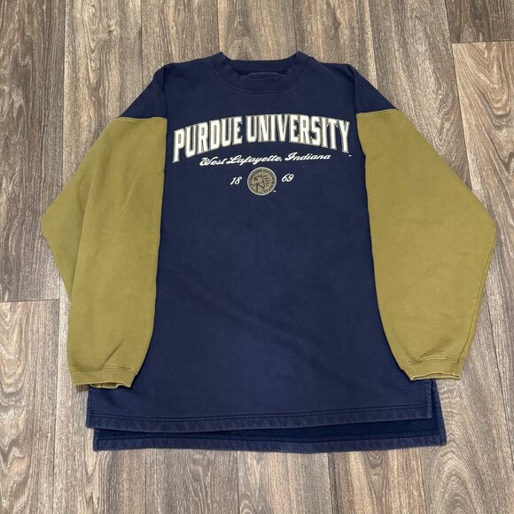 VTG Purdue University Sweatshirt Men's XL Blue Two-Toned Baggy Galt Sand 90s - Picture 1 of 10